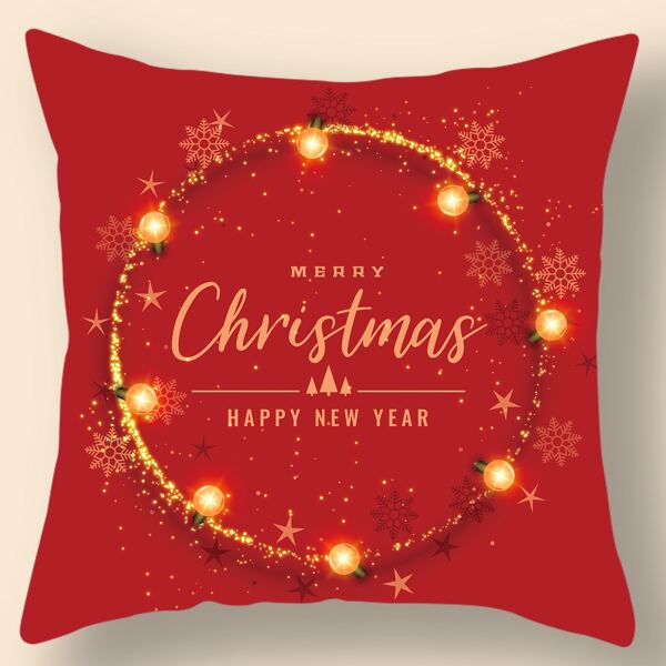 

Christmas Slogan Graphic Cushion Cover Without Filler, Red