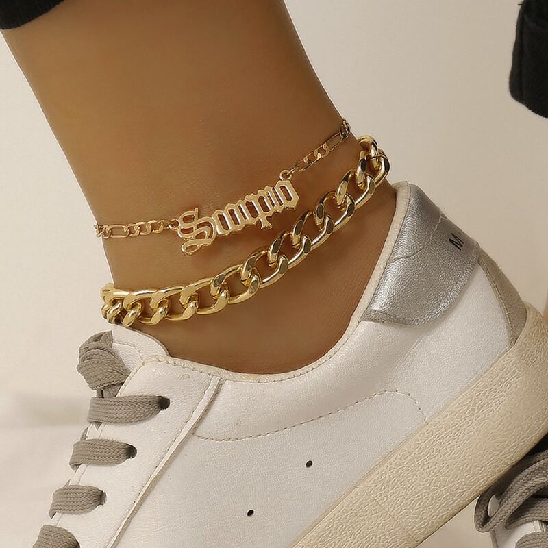 

2pcs Scorpio Constellation Chain Anklet, Gold