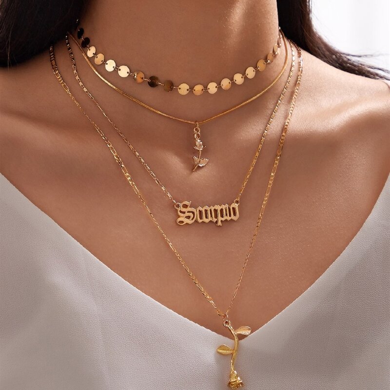

Scorpio Constellation Rose Layered Necklace, Gold
