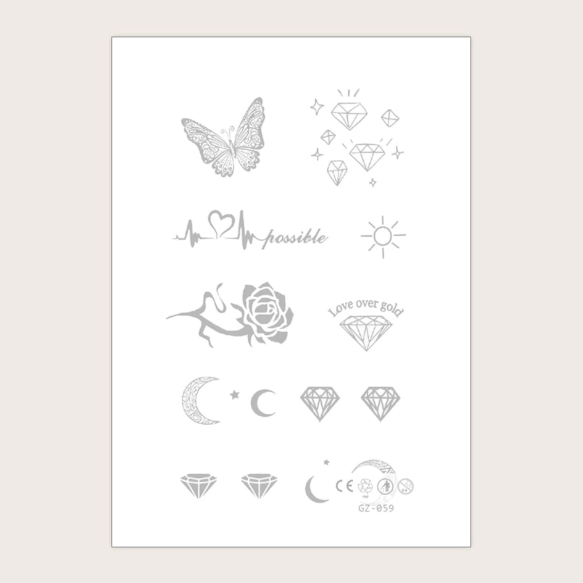 

1sheet Butterfly & Diamond Pattern Tattoo Sticker, Blue