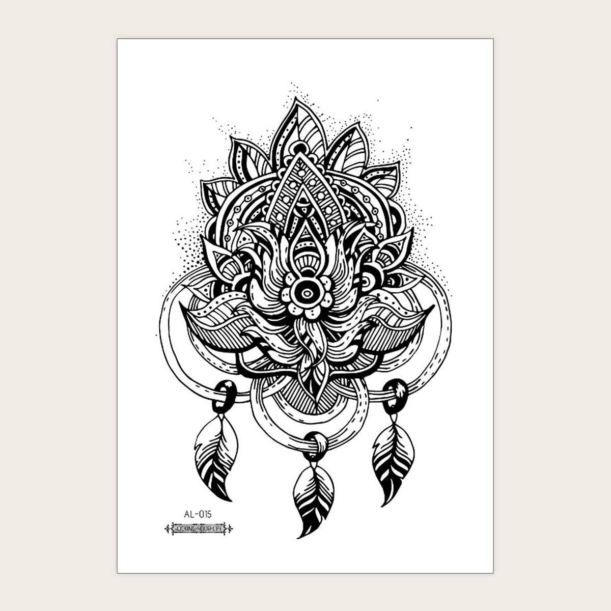 

1sheet Flower Pattern Tattoo Sticker, Black