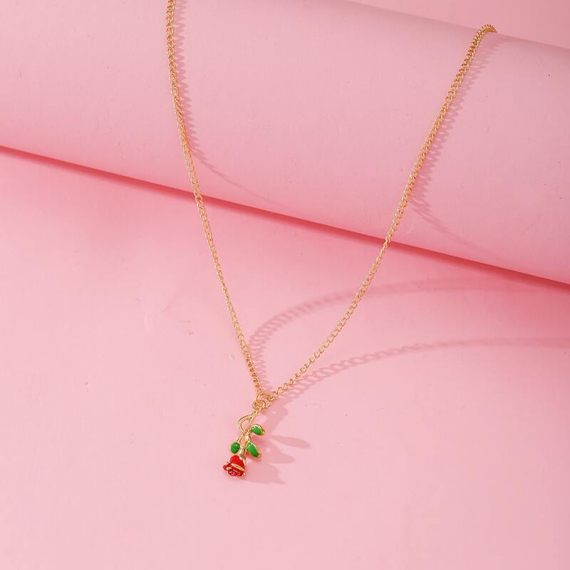 

Rose Pendant Necklace, Gold
