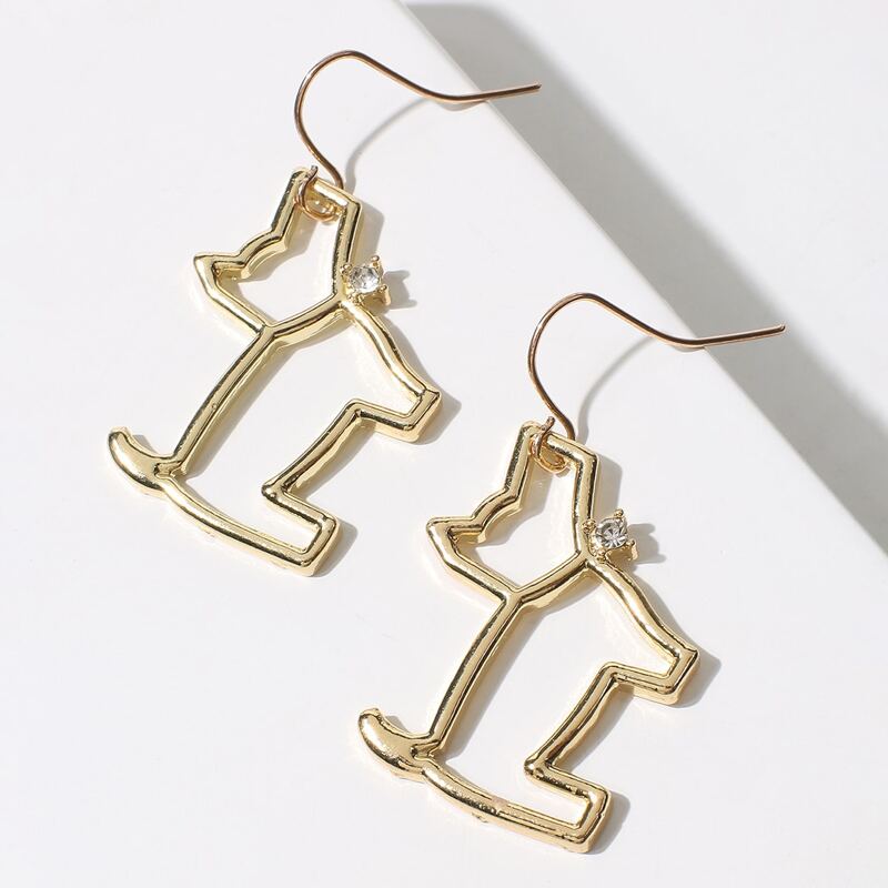 

Hollow Dog Drop Earrings, Gold
