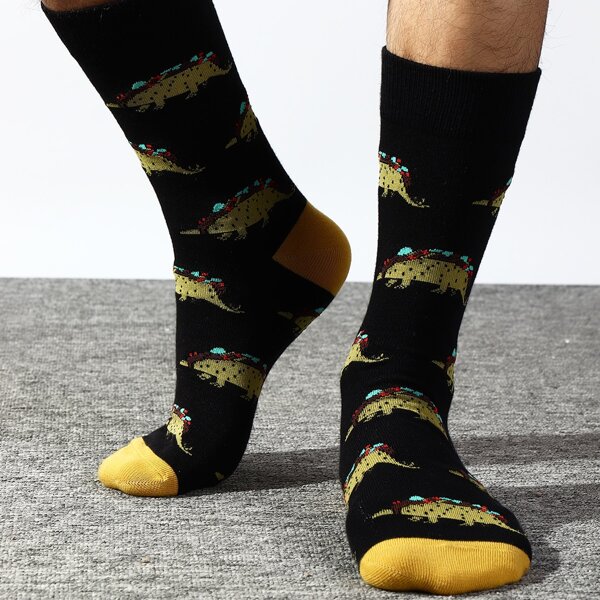 

Men Cartoon Animal Print Socks, Multicolor