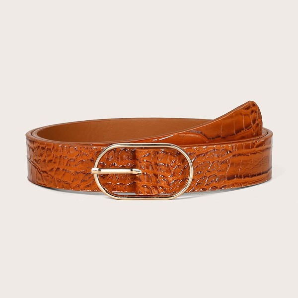 

Croc Embossed Belt, Brown