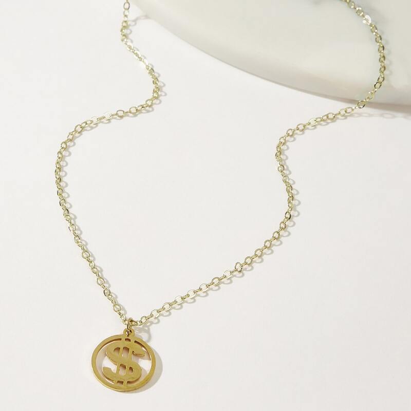 

Dollar Pendant Necklace, Gold