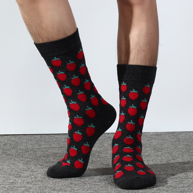 

Guys Strawberry Print Socks, Multicolor