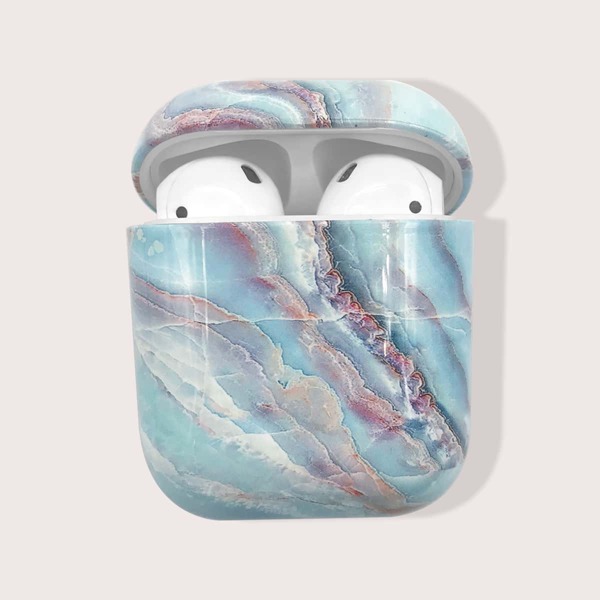 

Marble Pattern Airpods Case, Baby blue