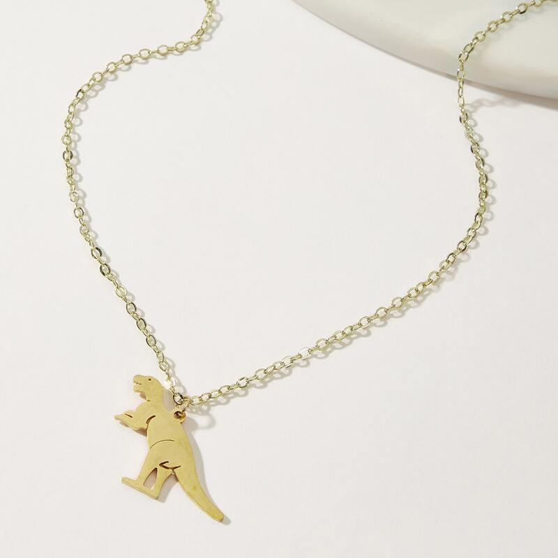 

Dinosaur Pendant Necklace, Gold