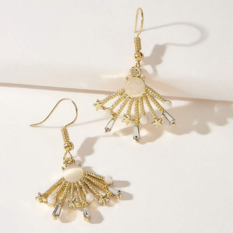 

Faux Pearl & Star Drop Earrings, Gold