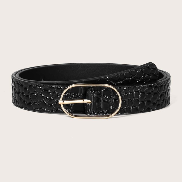 

Croc Embossed Belt, Black
