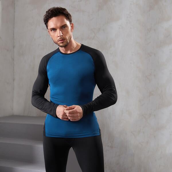 

Men Colorblock Raglan Sleeve Sports Tee, Multicolor