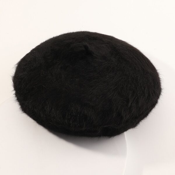 

Girls Plain Fluffy Beret, Black