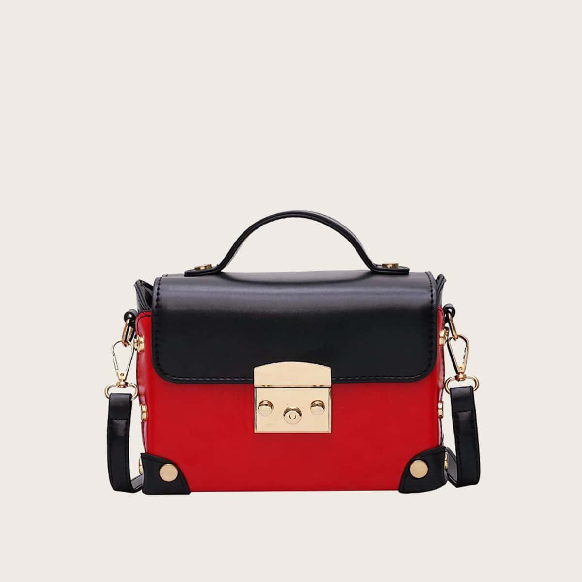

Colorblock Flap Satchel Bag, Multicolor