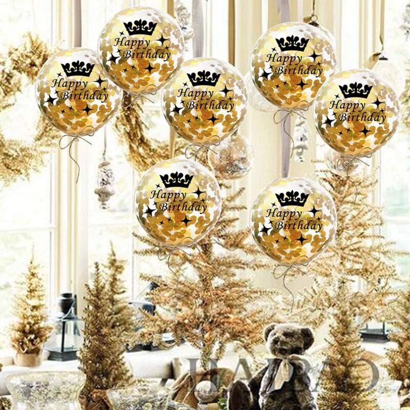 

5pcs Happy Birthday Confetti Decorative Balloon, Gold