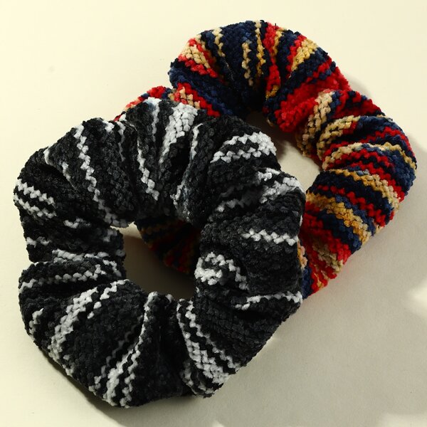 

2pcs Colorful Scrunchie, Multicolor