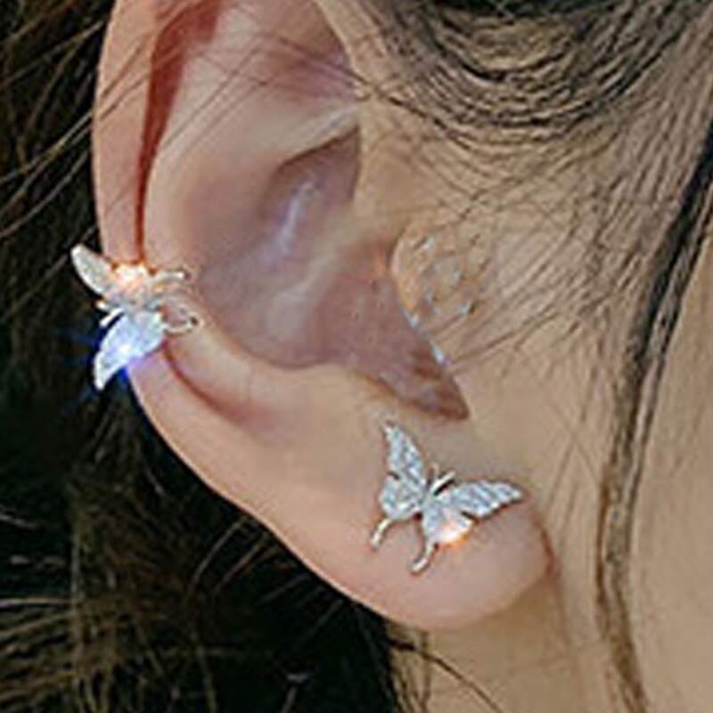 

Rhinestone Butterfly Stud Earrings, Gold