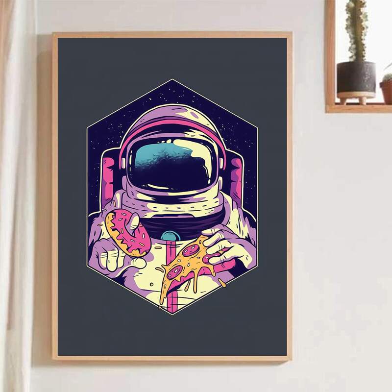 

Astronaut Print Wall Painting Without Frame, Multicolor