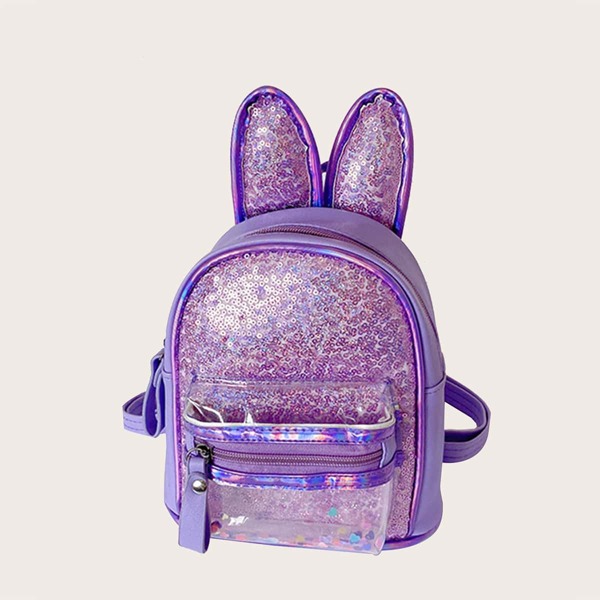 

Girls Cartoon Shaped Sequins Design Backpack, Purple