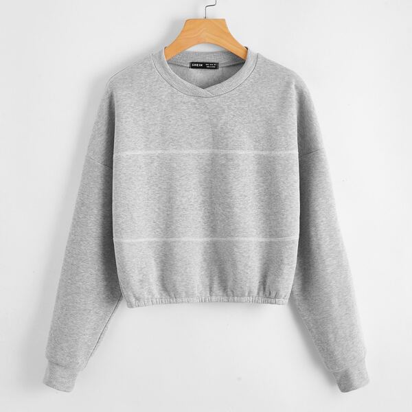 

Drop Shoulder Thermal Lined Sweatshirt, Light grey