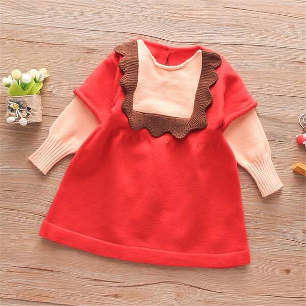 

Toddler Girls Cut And Sew Sweater Dress, Red