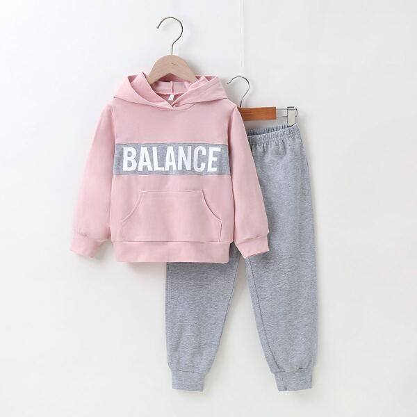 

Toddler Girls Letter Graphic Hoodie With Sweatpants, Multicolor