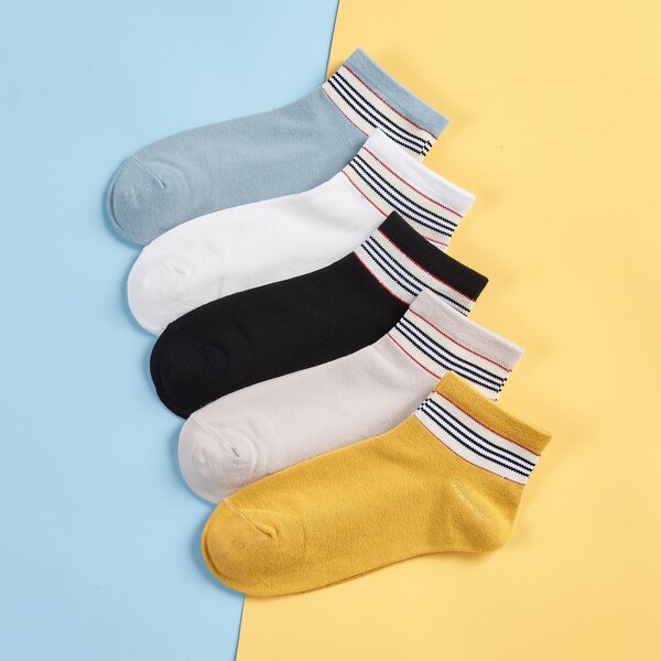 

5pairs Striped Pattern Socks, Multicolor