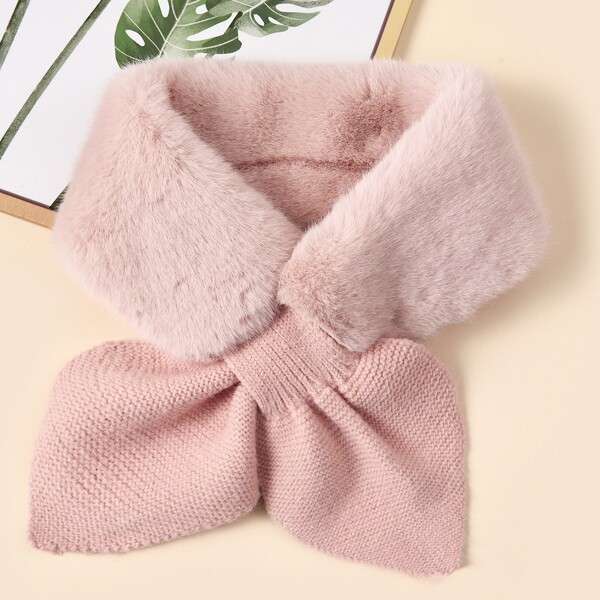 

Faux Fur Short Scarf, Pink