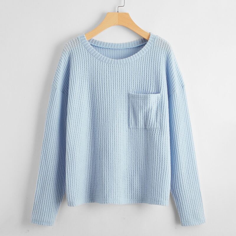 

Solid Pocket Sweater, Baby blue