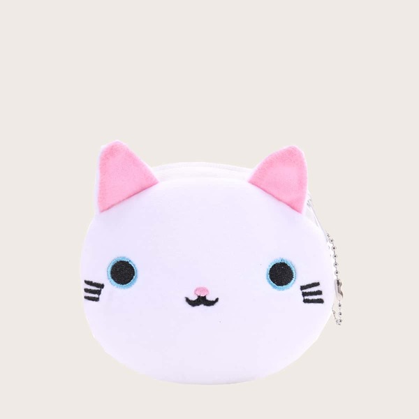 

Girls Cartoon Cat Design Purse, White