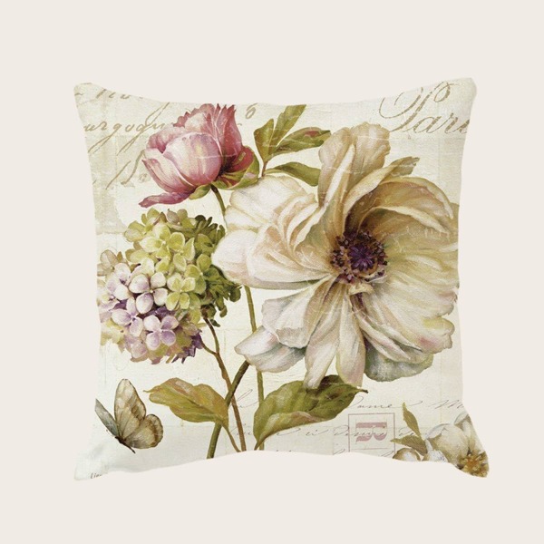 

Flower Print Cushion Cover Without Filler, Multicolor