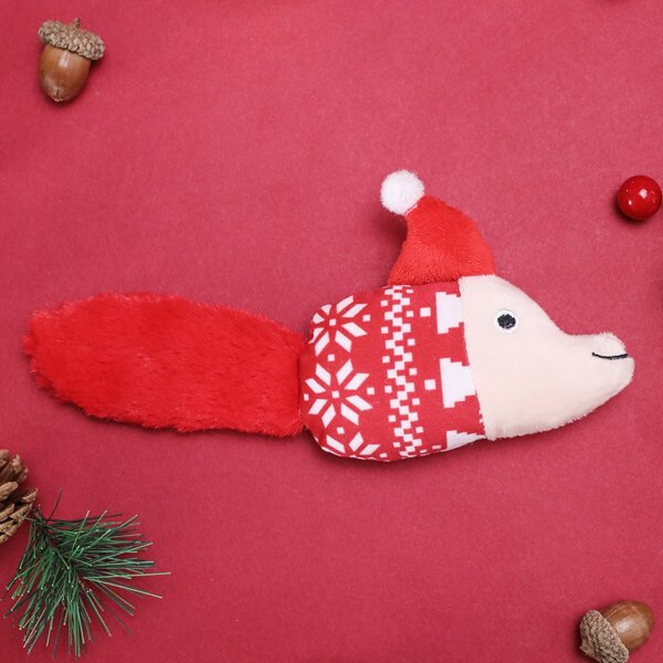 

Christmas Cartoon Shaped Plush Cat Toy, Red