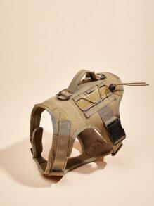 件可調式透氣寵物胸背帶，適合中型、小型和大型犬戶外訓練 - 卡其色 - 查看 5