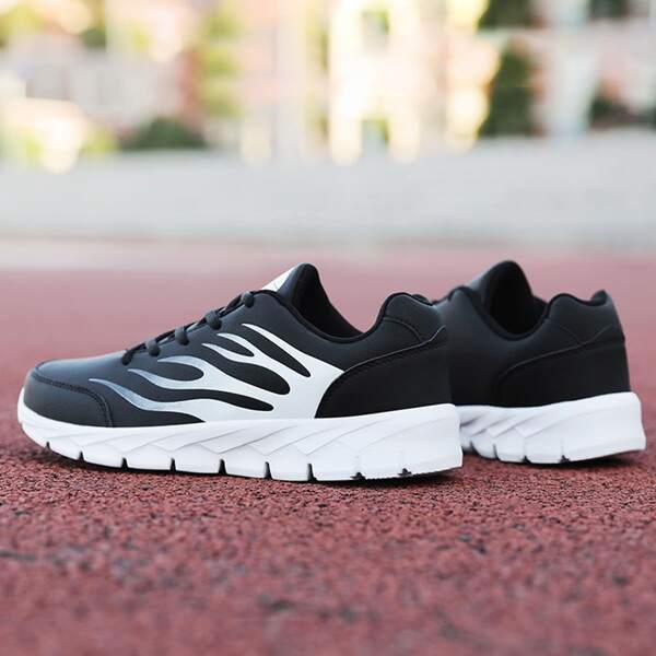 

Men Two Tone Lace-up Front Sneakers, Black and white