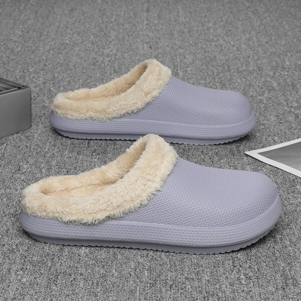 

Textured Waterproof Wide Fit Fluffy Slippers, Mauve purple