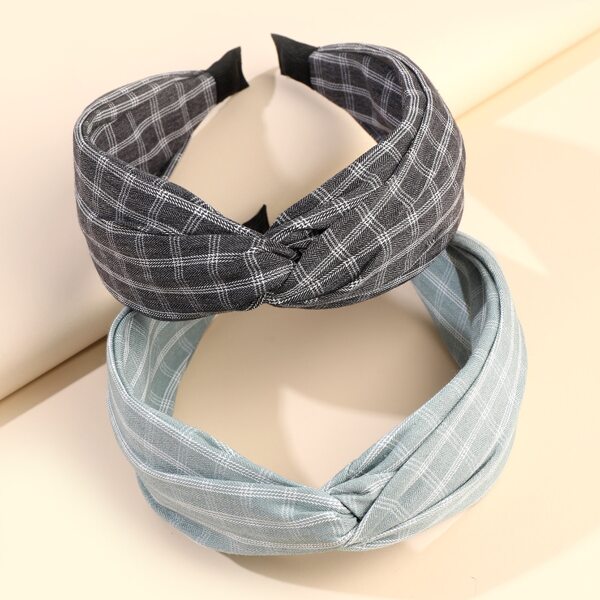 

2pcs Plaid Pattern Hair Hoop, Multicolor