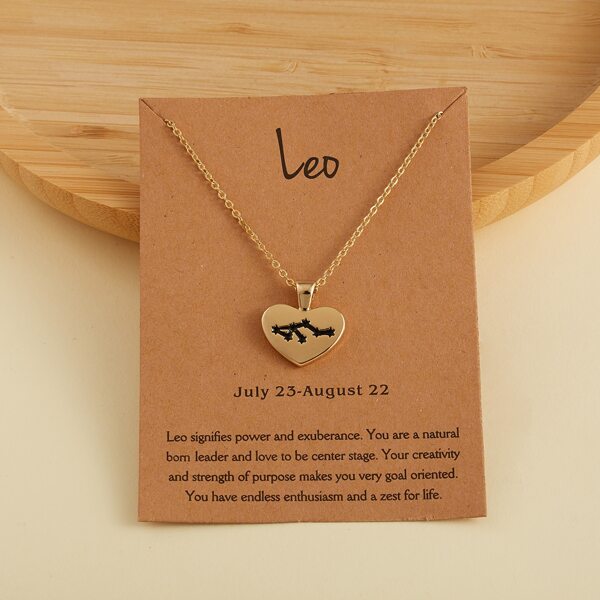 

Constellation Pattern Heart Pendant Necklace, Gold