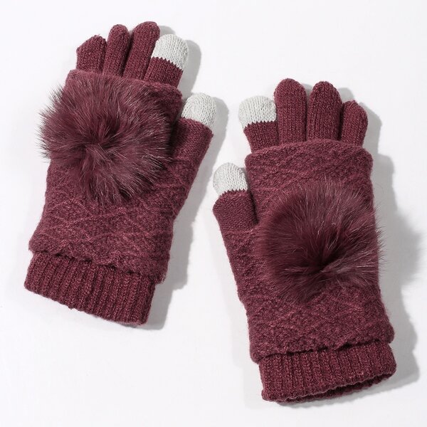 

Detachable Dual Layer Winter Gloves, Maroon