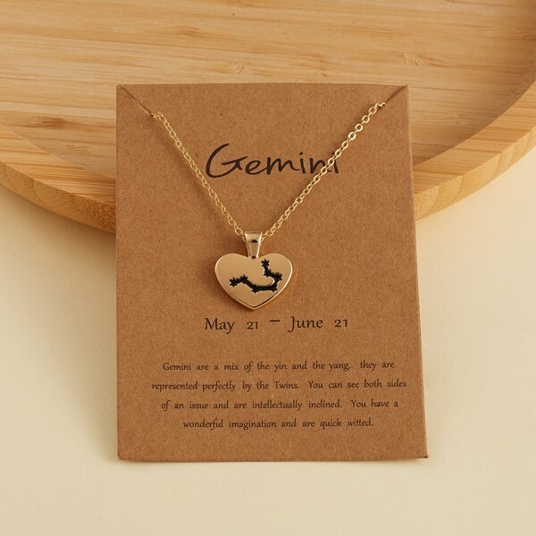 

Constellation Pattern Heart Pendant Necklace, Gold