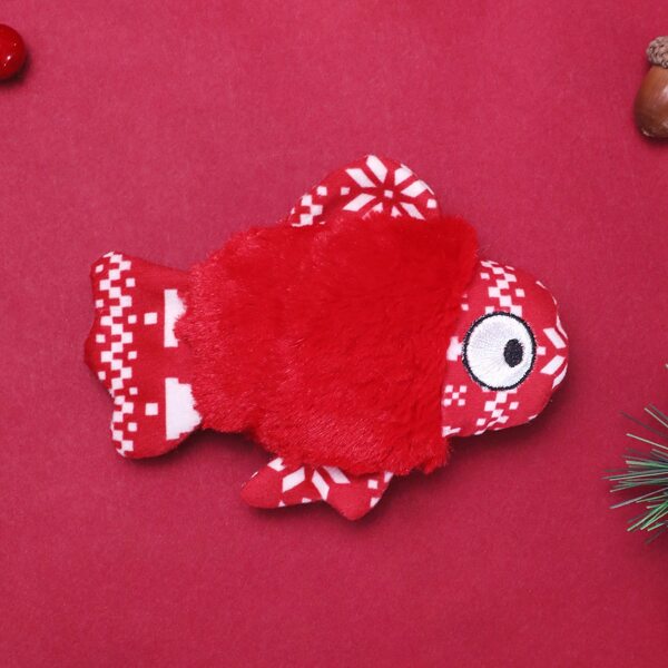 

Christmas Fish Shaped Plush Cat Toy, Red