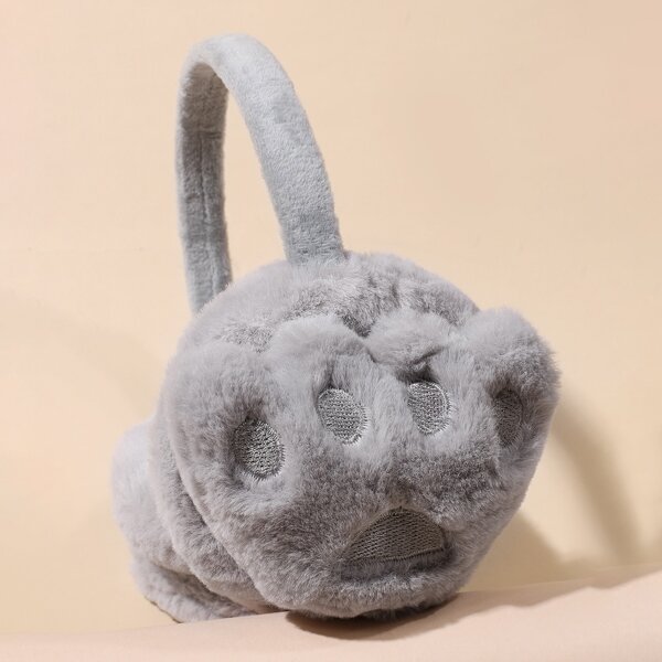 

Embroidery Fluffy Earmuffs, Grey