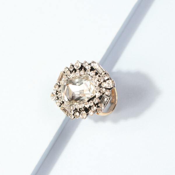 

Rhinestone Decor Ring, Silver