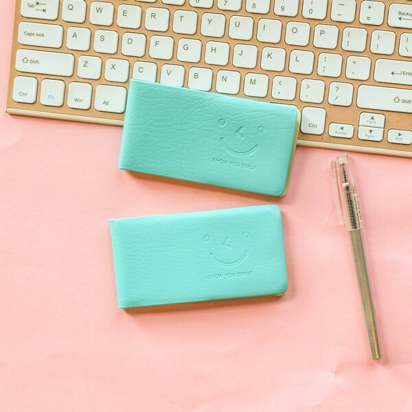 

1pc Smiley Cover Notepad, Mint blue
