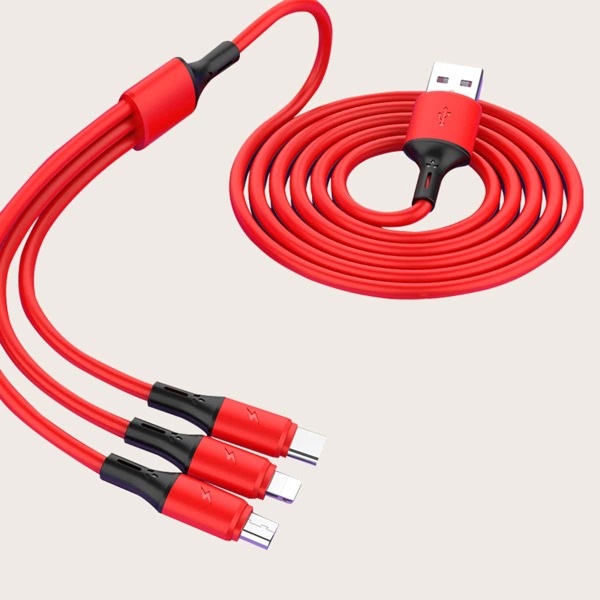

3 In 1 Retractable Phone Data Cable, Red