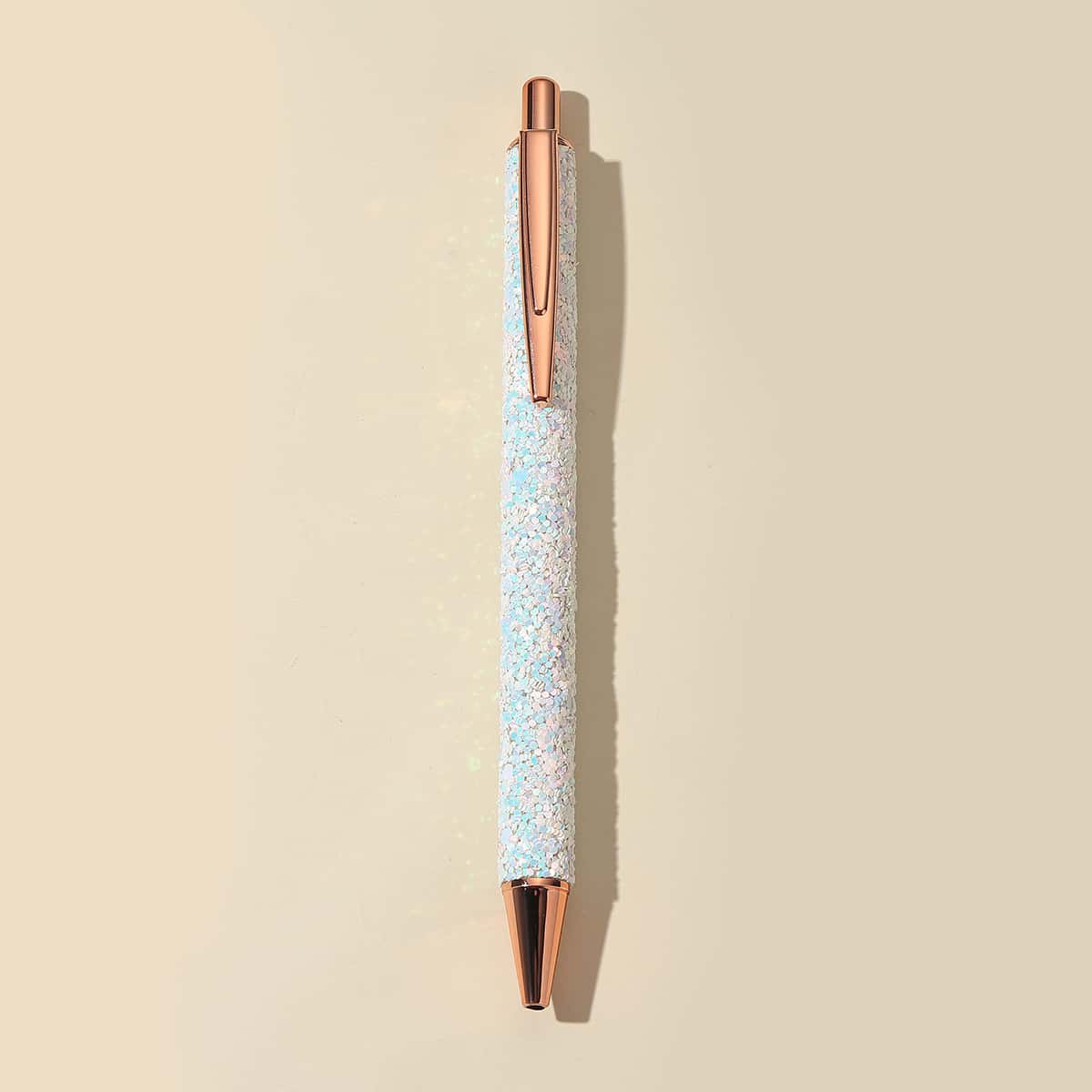 

1pc Sequin Decor Ballpoint Pen, Black