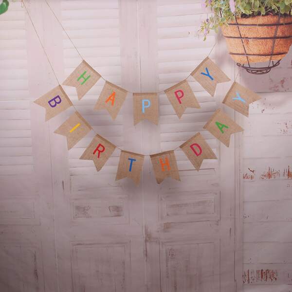 

1pc Birthday Slogan Pull Flag, Multicolor