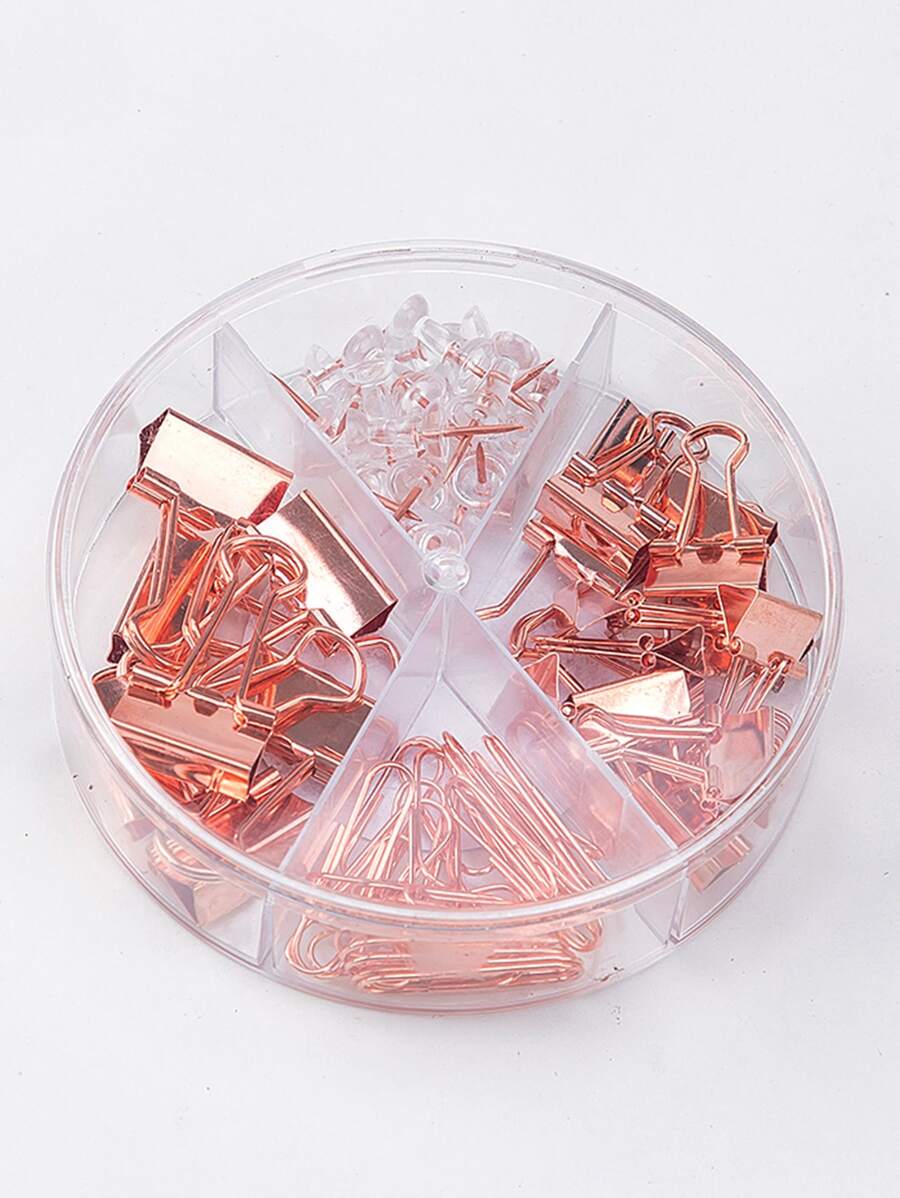 72入組別針和粘合劑夾套裝 - 玫瑰金 - 查看 1