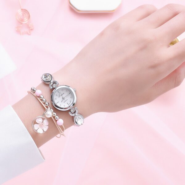 

1pc Rhinestone Decor Quartz Watch With 1pc Bracelet
