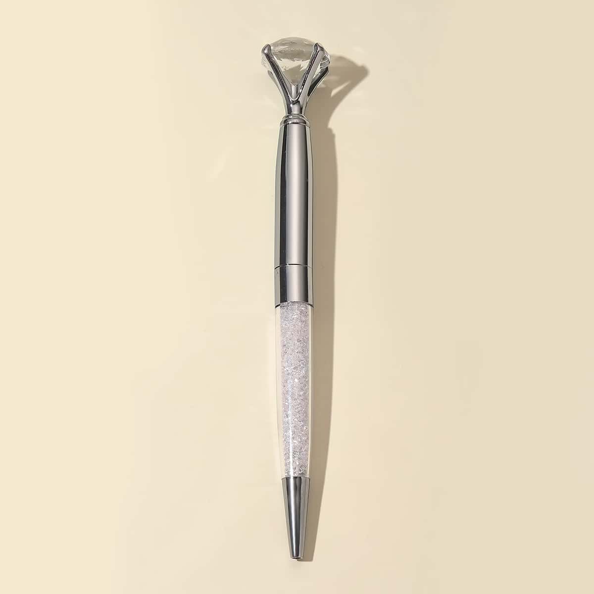 

1pc Diamond Decor Ballpoint Pen, Black