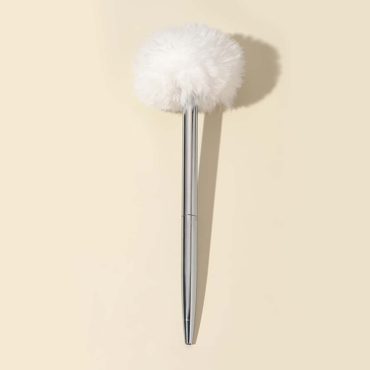 

1pc Pom Pom Decor Ballpoint Pen, Black